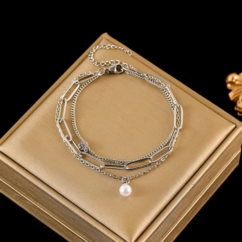 إسورة (Bangle) بسلسلة عريضة من الفولاذ المقاوم للصدأ 316L بلون فضي