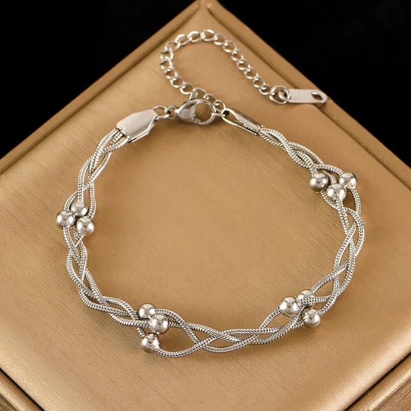 إسورة (Bangle) بسلسلة عريضة من الفولاذ المقاوم للصدأ 316L بلون فضي