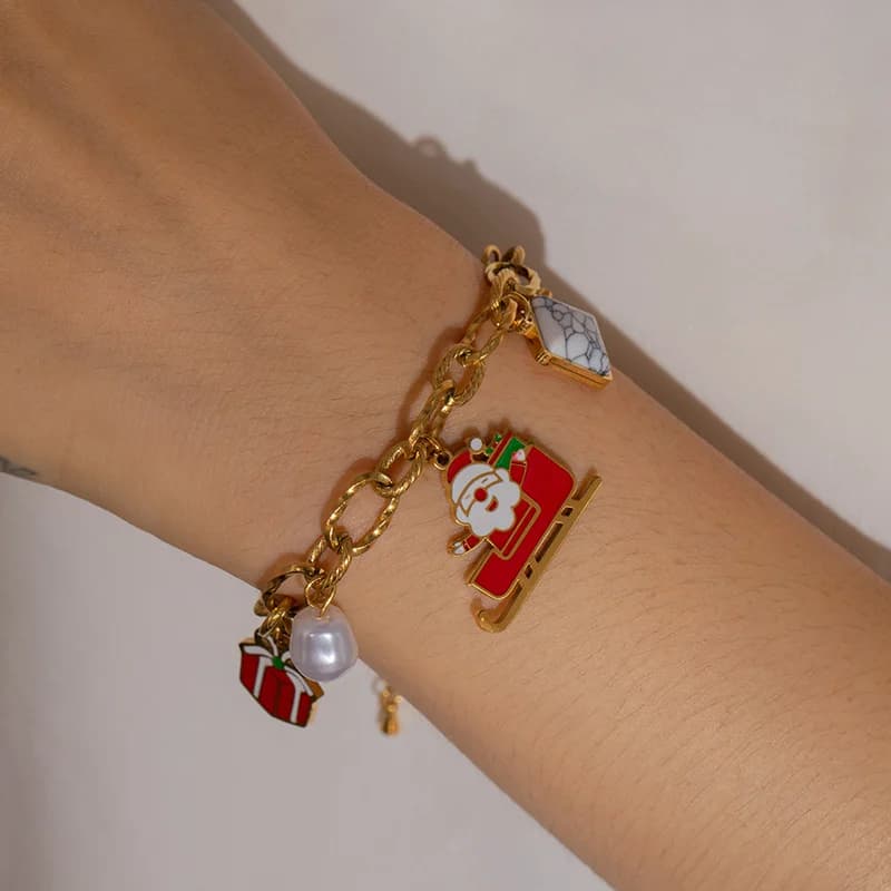 سوار charms رجالي من الفولاذ المقاوم للصدأ بتصميم رجل الثلج